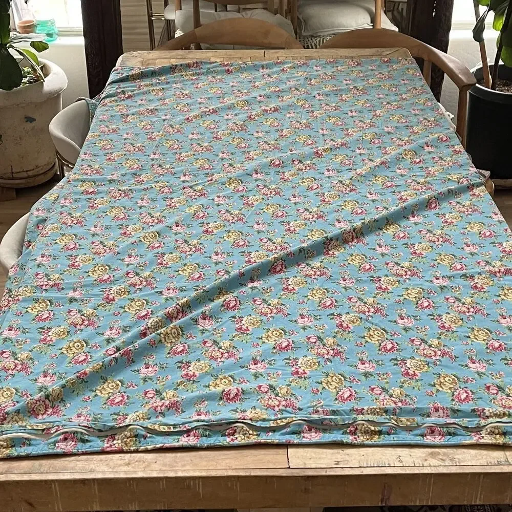 Vintage Blue Floral Duvet Cover 2 Ruffle Pillows 1 Long Pillow Cottage Core